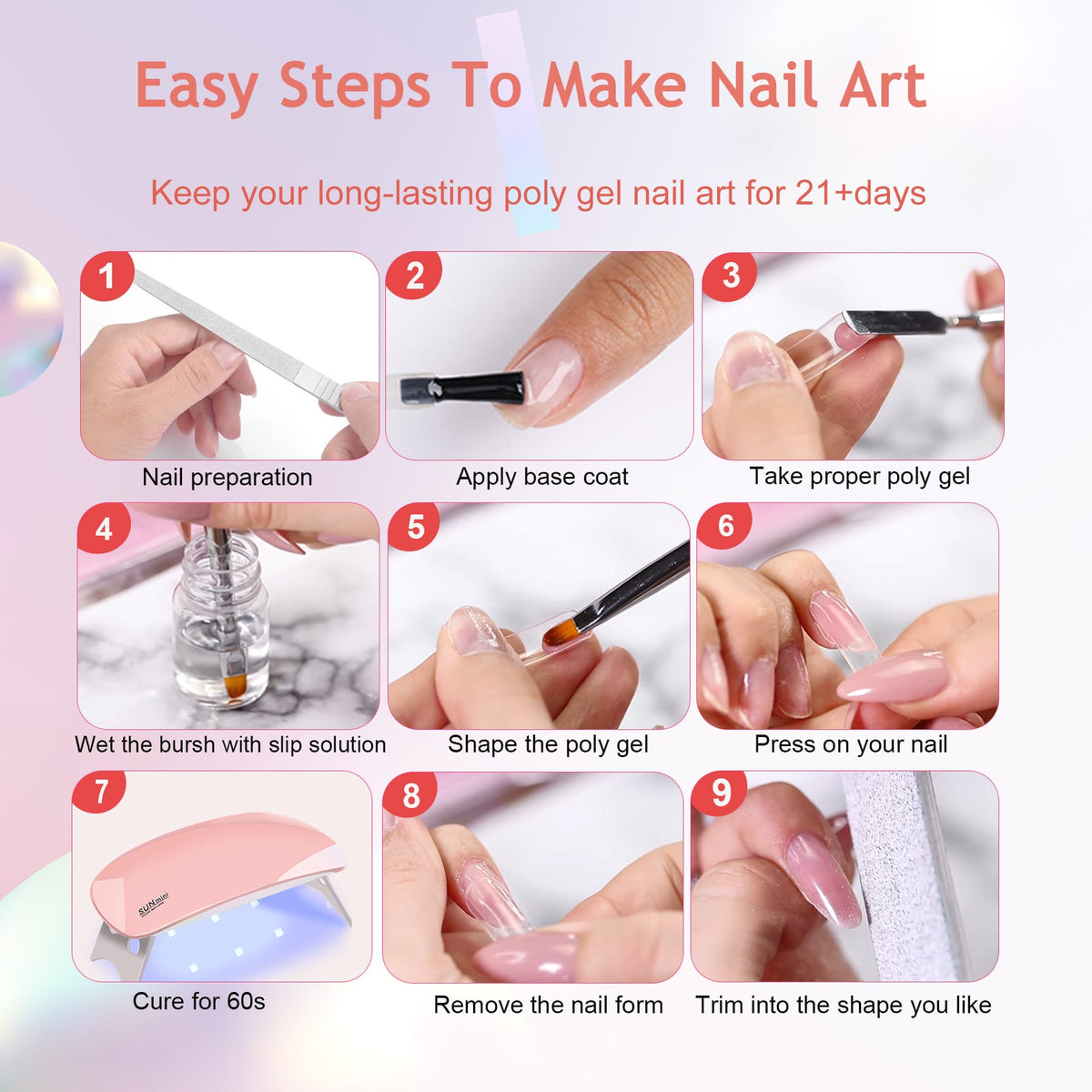KissICON All-In-One Poly Gel Kit KissIcon YEVYO 6-Color Poly Gel Nail Kit -