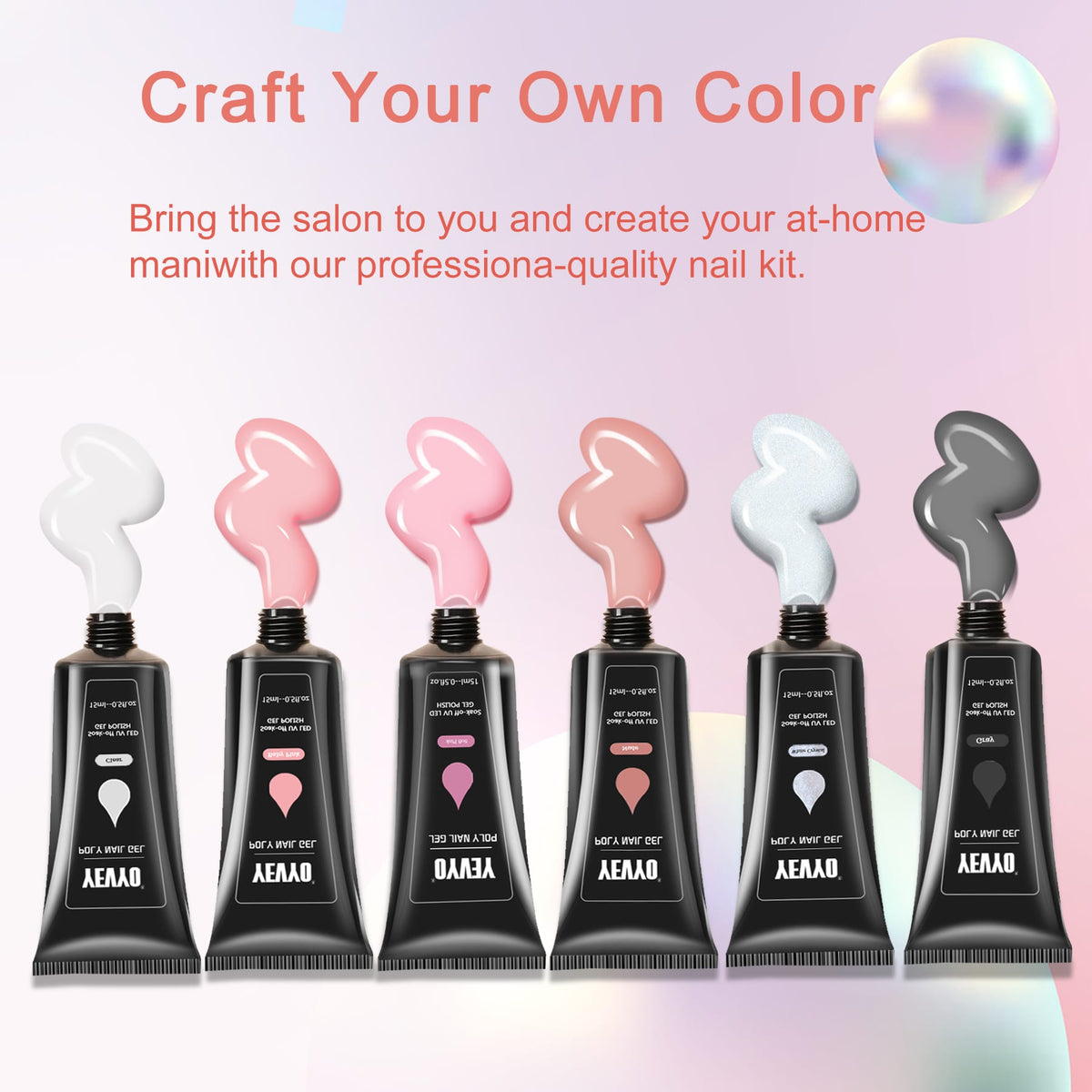 KissICON All-In-One Poly Gel Kit KissIcon YEVYO 6-Color Poly Gel Nail Kit -