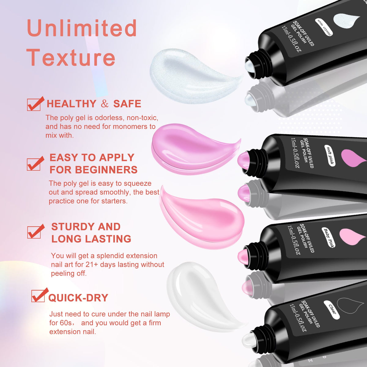 KissICON All-In-One Poly Gel Kit KissIcon YEVYO 6-Color Poly Gel Nail Kit -