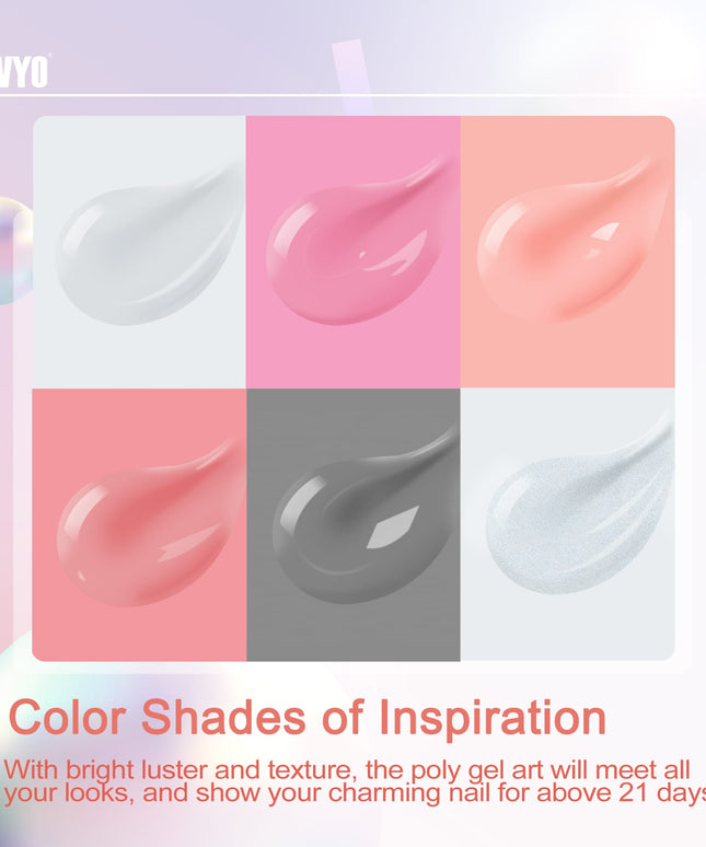 KissICON All-In-One Poly Gel Kit KissIcon YEVYO 6-Color Poly Gel Nail Kit -