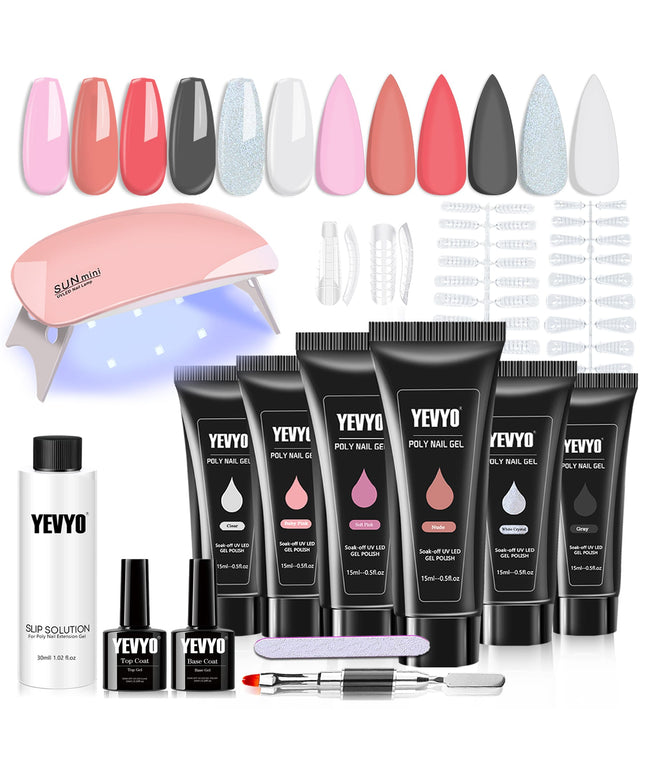 KissICON All-In-One Poly Gel Kit KissIcon YEVYO 6-Color Poly Gel Nail Kit -