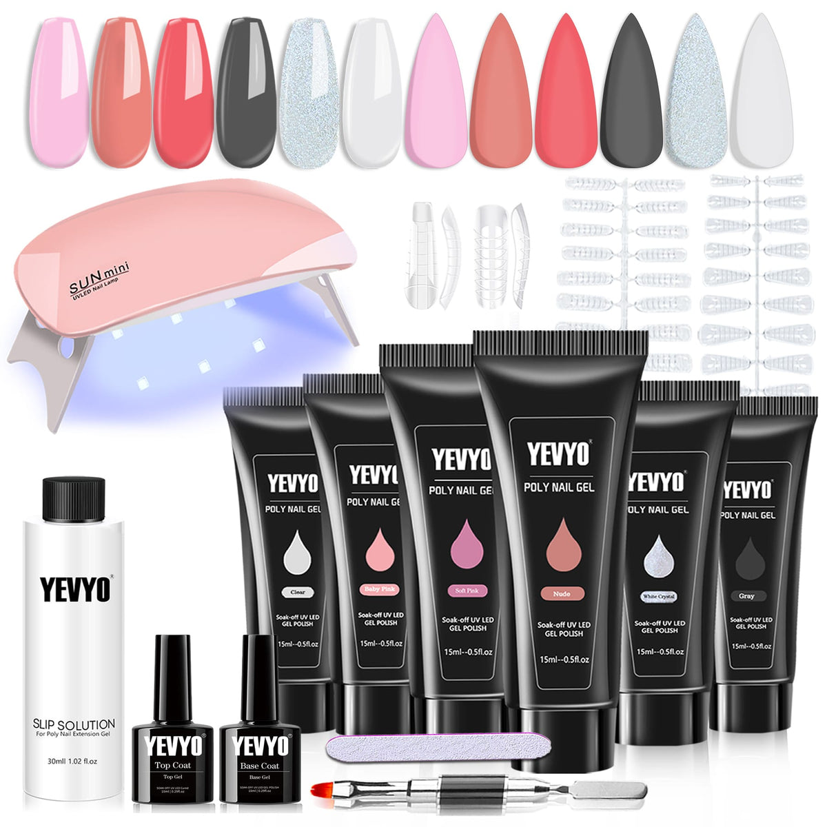KissICON All-In-One Poly Gel Kit KissIcon YEVYO 6-Color Poly Gel Nail Kit -