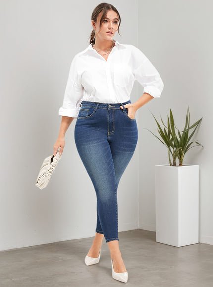 jkthpu-45 All-season new style plus size Women's jeans, skinny