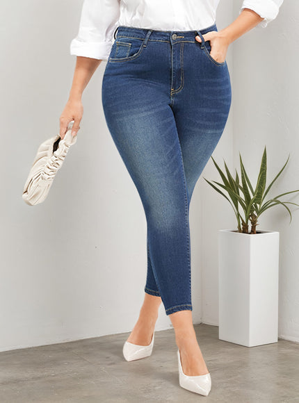 jkthpu-45 All-season new style plus size Women's jeans, skinny