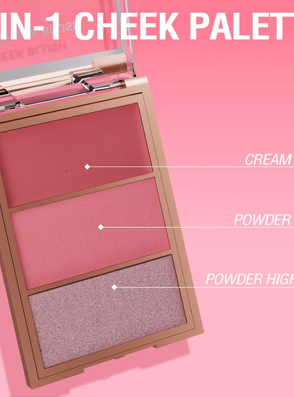 KissICON Allbeige 3in1 Cream Powder Highlighter Trio