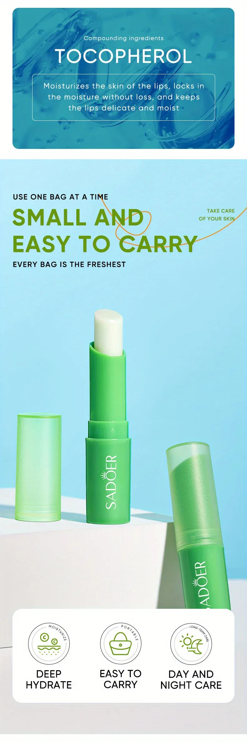KissICON Aloe Lip Aloe Balm - Nourishing Hydration Prevents Cracking