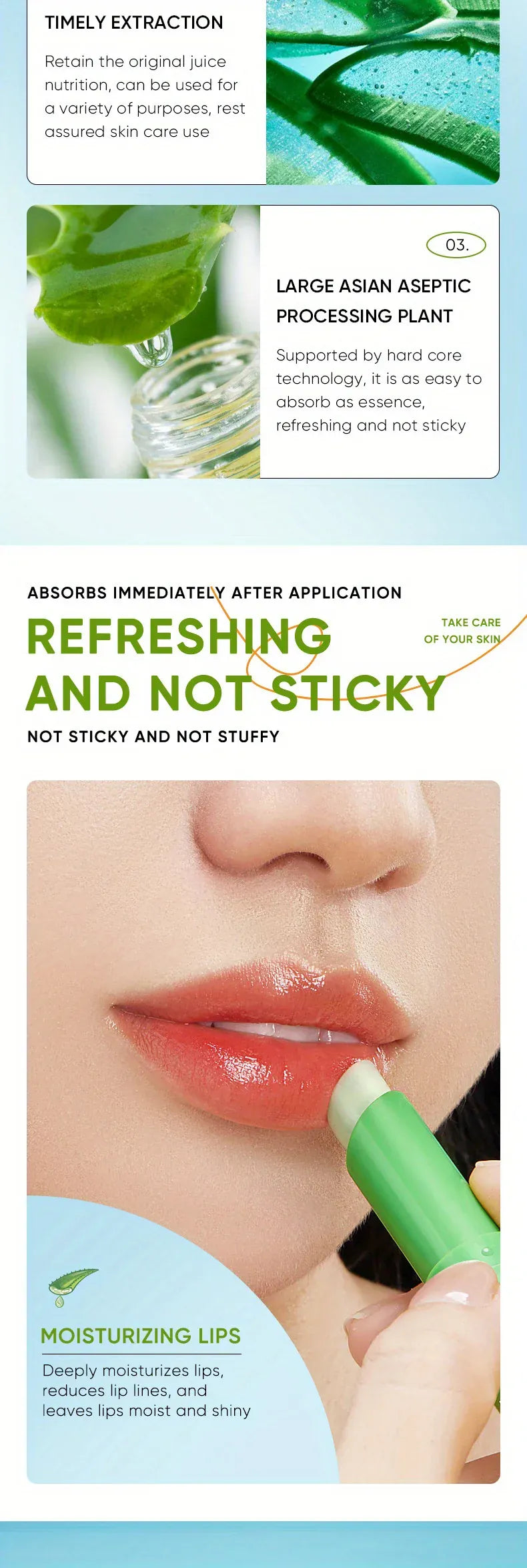 KissICON Aloe Lip Aloe Balm - Nourishing Hydration Prevents Cracking
