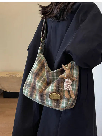KissICON American Vintage Plaid Wool Crossbody – Shoulder