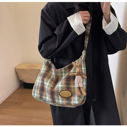 KissICON American Vintage Plaid Wool Crossbody – Shoulder