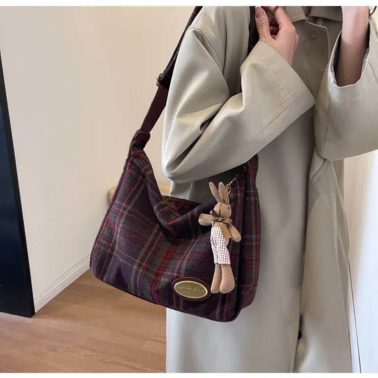 KissICON American Vintage Plaid Wool Crossbody – Shoulder