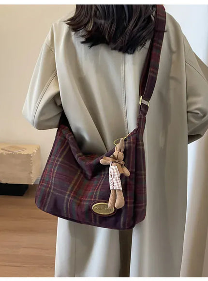 KissICON American Vintage Plaid Wool Crossbody – Shoulder
