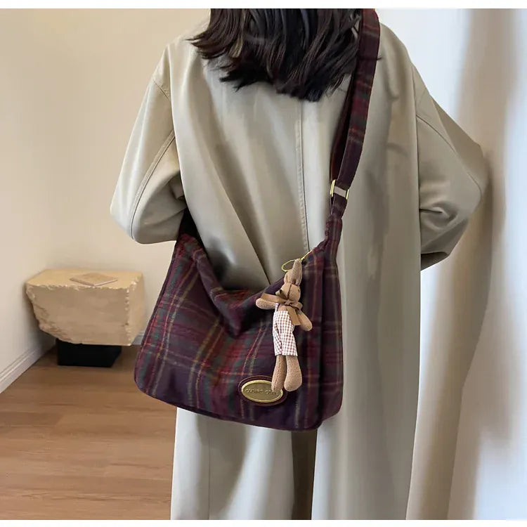 KissICON American Vintage Plaid Wool Crossbody – Shoulder