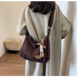 KissICON American Vintage Plaid Wool Crossbody – Shoulder