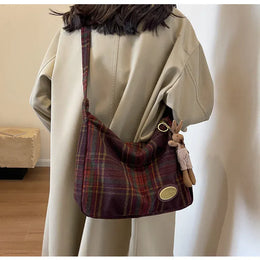 KissICON American Vintage Plaid Wool Crossbody – Shoulder
