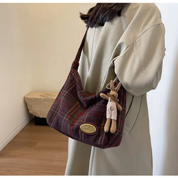KissICON American Vintage Plaid Wool Crossbody – Shoulder
