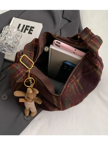 KissICON American Vintage Plaid Wool Crossbody – Shoulder