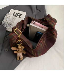 KissICON American Vintage Plaid Wool Crossbody – Shoulder