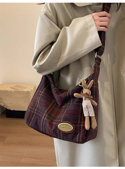 KissICON American Vintage Plaid Wool Crossbody – Shoulder