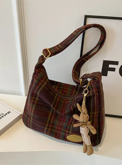 KissICON American Vintage Plaid Wool Crossbody – Shoulder
