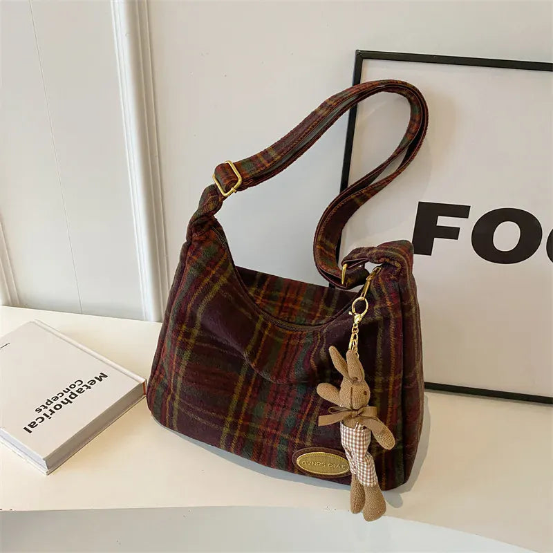 KissICON American Vintage Plaid Wool Crossbody – Shoulder