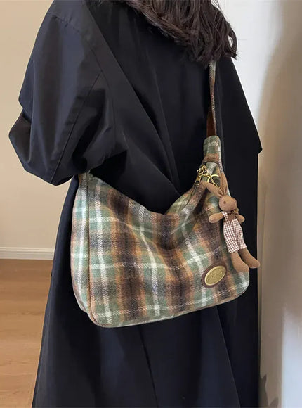 KissICON American Vintage Plaid Wool Crossbody – Shoulder