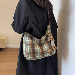 KissICON American Vintage Plaid Wool Crossbody – Shoulder