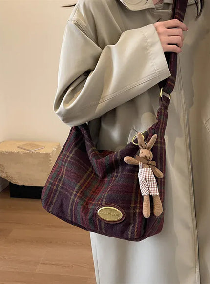 KissICON American Vintage Plaid Wool Crossbody – Shoulder