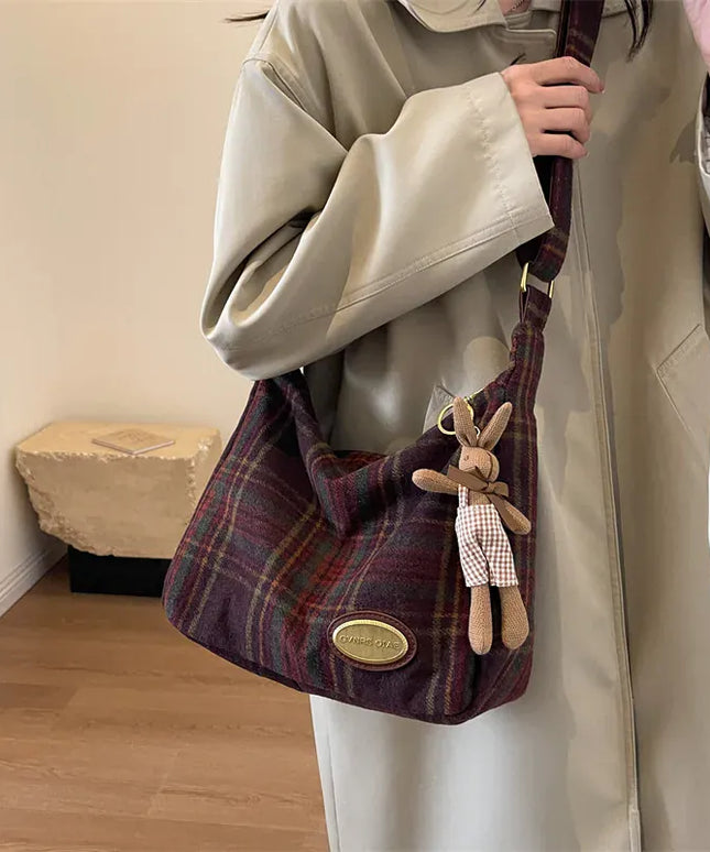 KissICON American Vintage Plaid Wool Crossbody – Shoulder
