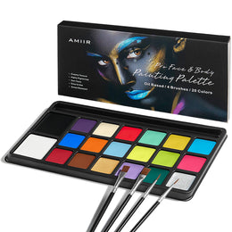 KissICON AMIIR 20Color Professional Halloween Face Painting Kit with Brushes