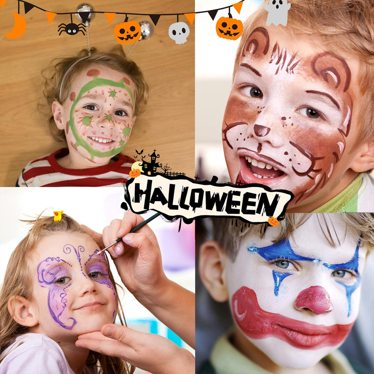 KissICON AMIIR 20Color Professional Halloween Face Painting Kit with Brushes