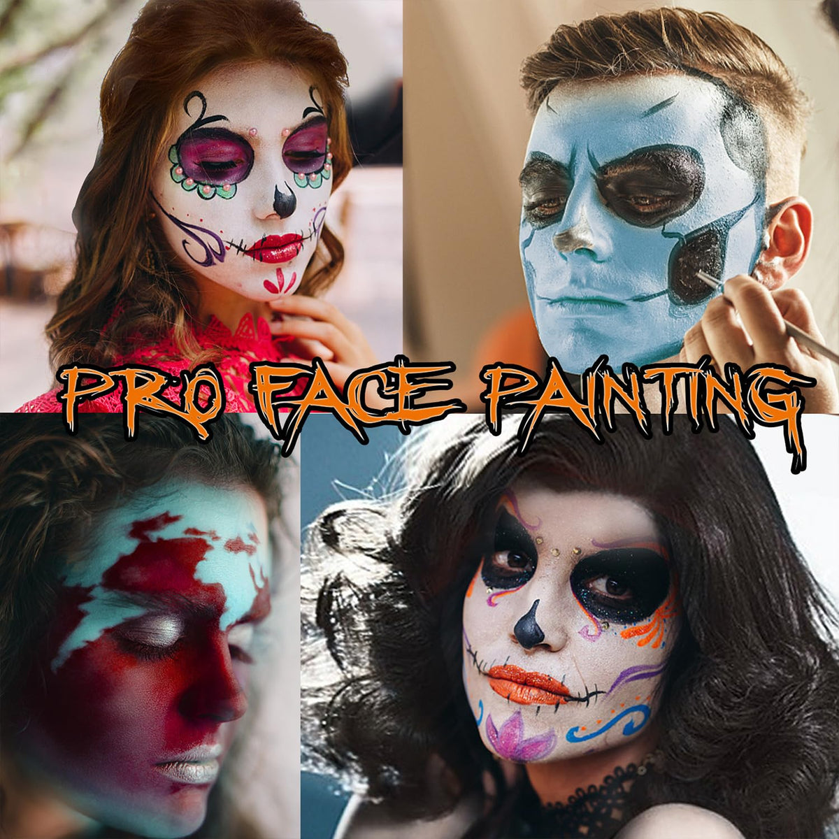 KissICON AMIIR 20Color Professional Halloween Face Painting Kit with Brushes