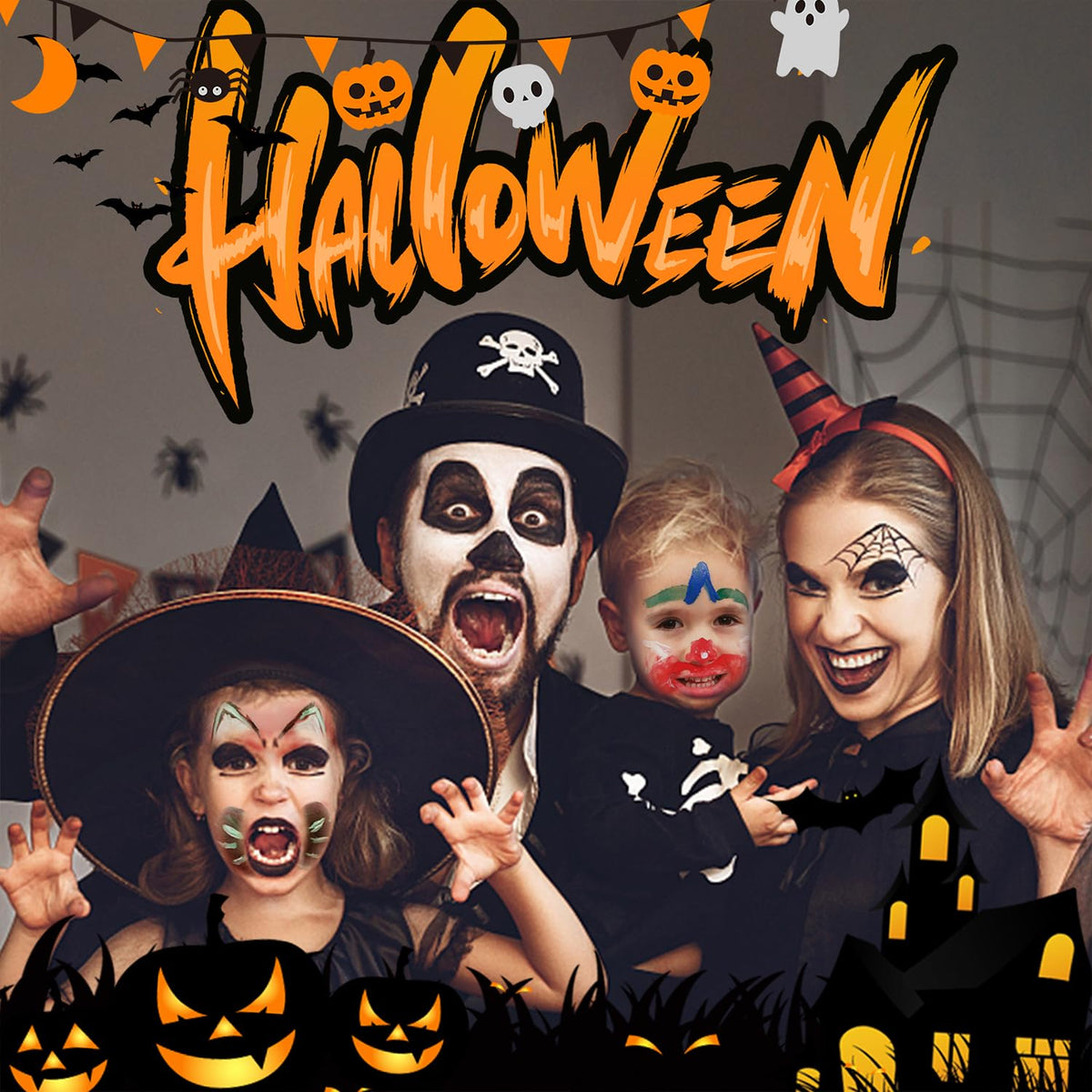 KissICON AMIIR 20Color Professional Halloween Face Painting Kit with Brushes