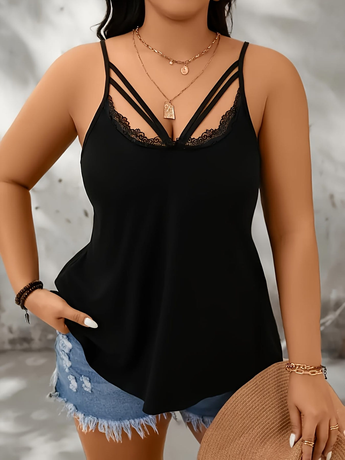 KissICON An Elegant Sleeveless Off-Shoulder Top for Plus-Size Women,