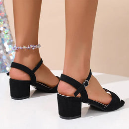 KissICON Ankle Buckle High Heel Sandals for Women Plus