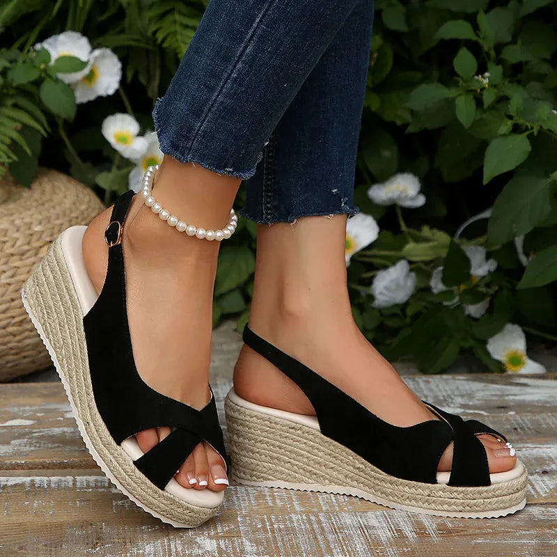 KissICON Ankle Buckle Wedges Sandals for Women 2025 Summer