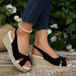 KissICON Ankle Buckle Wedges Sandals for Women 2025 Summer