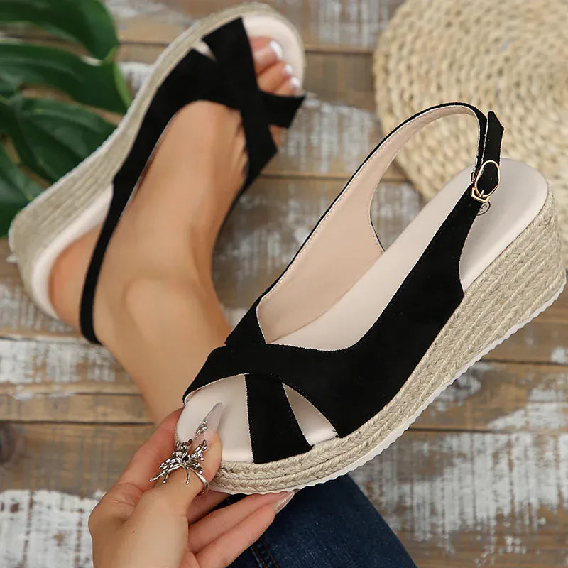 KissICON Ankle Buckle Wedges Sandals for Women 2025 Summer