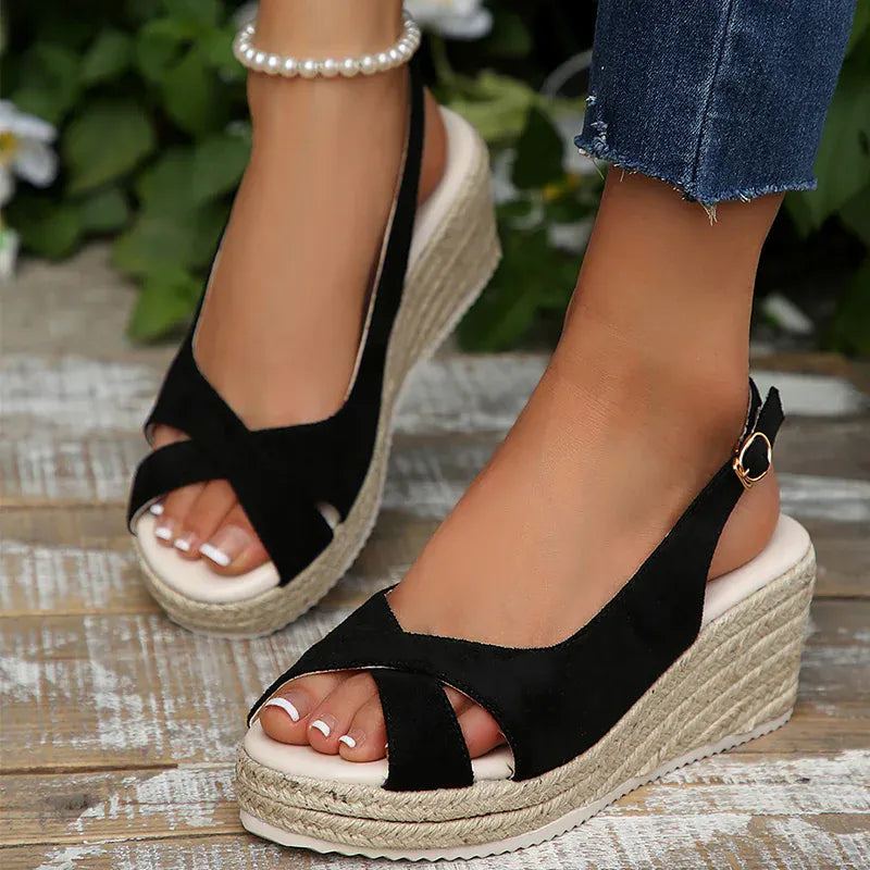 KissICON Ankle Buckle Wedges Sandals for Women 2025 Summer