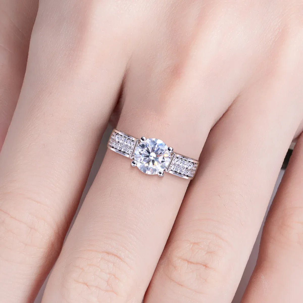 KissICON AnuJewel 2ct Moissanite Engagement Ring for Women 925 Sterling Silver 18k Gold Plated D Color Luxurious Wedding Band Ring
