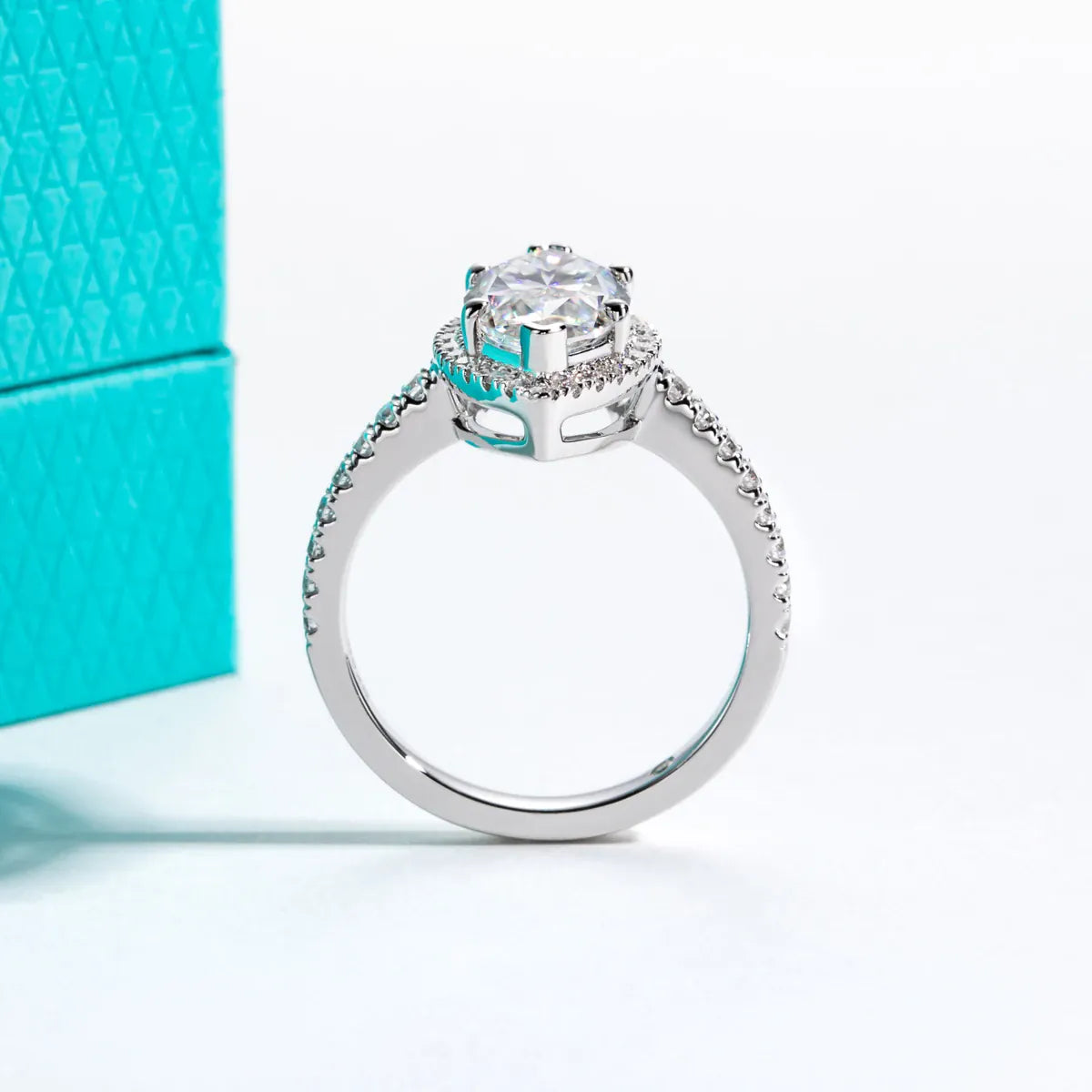 KissICON AnuJewel 3ct D Color Marquise Cut Moissanite Halo Engagement Wedding Ring 925 Sterling Silver Rings for Women Gift Jewelry