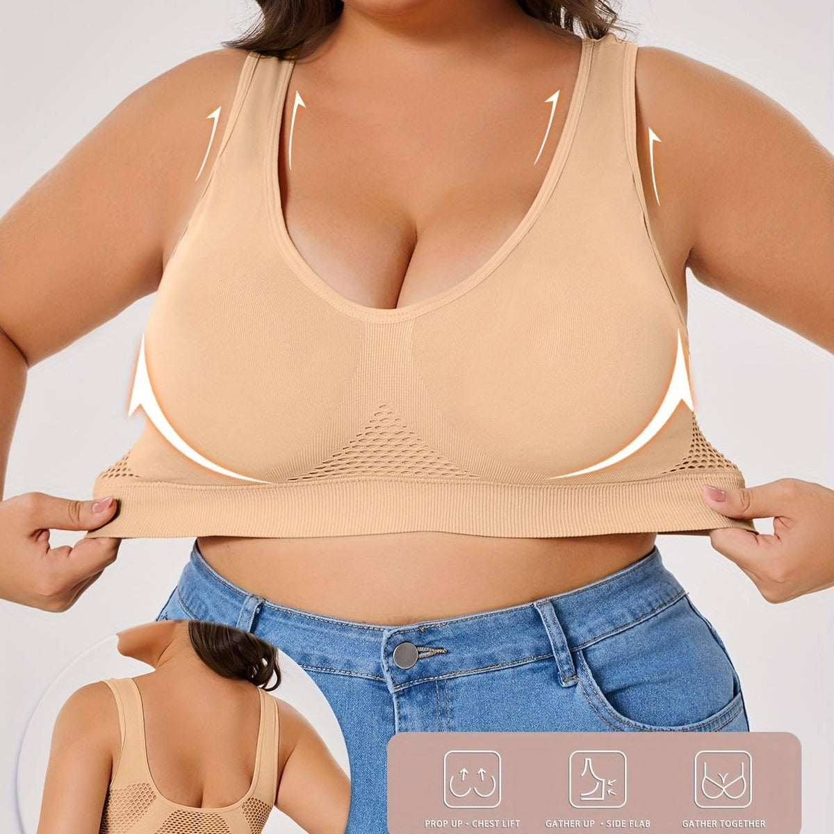 KissICON Apricot / 1XL Curve Highsupport Wireless Sports Bra – Comfy