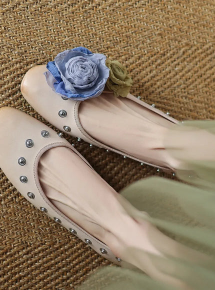 KissICON Apricot / 35 Fashion Flat Shoes for Women Spring Autumn Rivets
