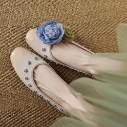 KissICON Apricot / 35 Fashion Flat Shoes for Women Spring Autumn Rivets