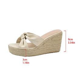 KissICON apricot / 36 Cross Band Wedges Sandals Women Plus Size Espadrilles