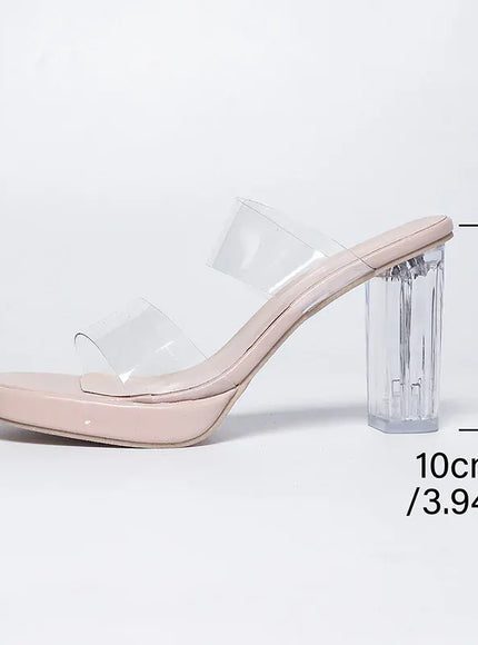KissICON apricot / 39 Apricot Pvc Super High Heel Sandals Women Plus