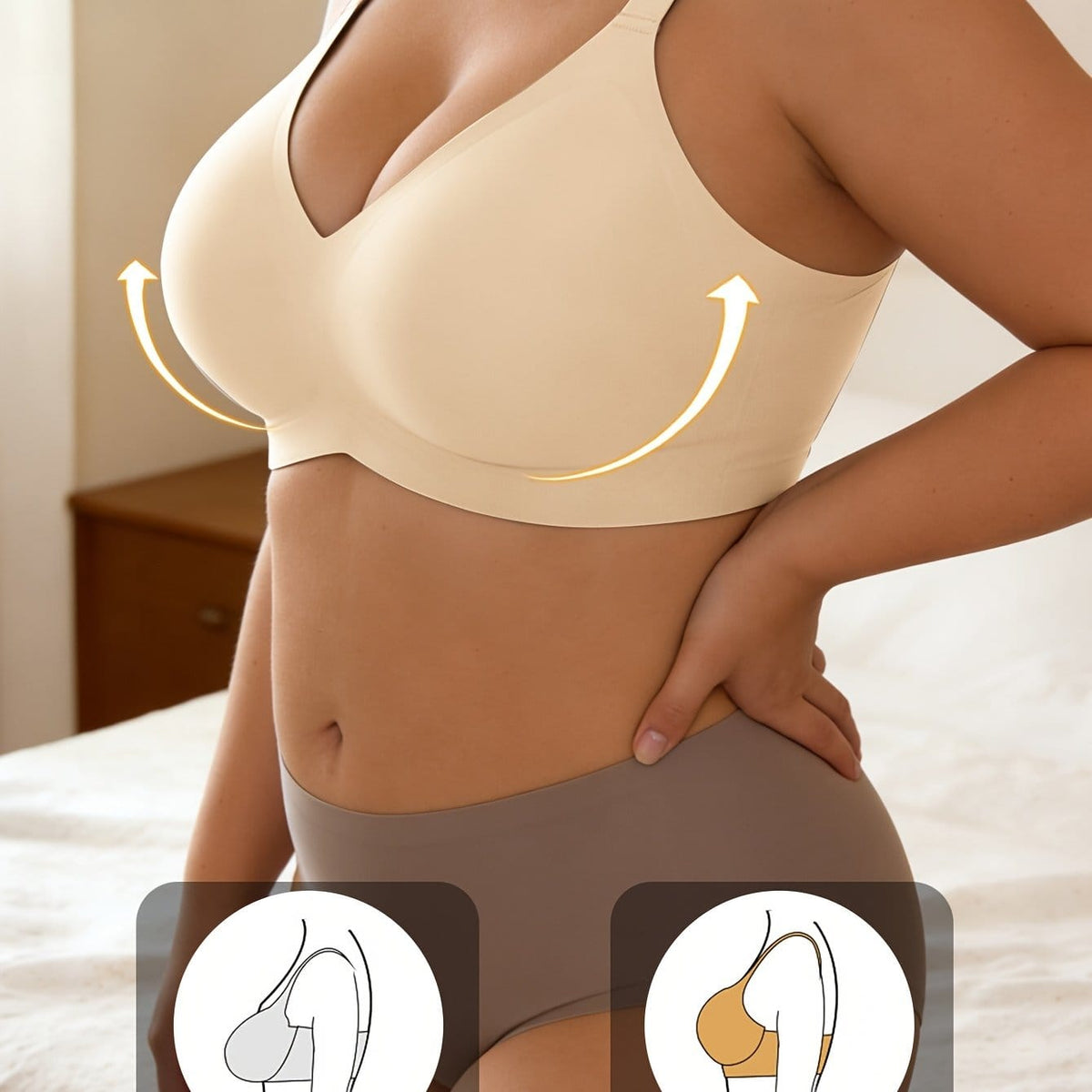 KissICON Apricot / 3XL Comfy Curve Full Coverage Jelly Bra – Soft