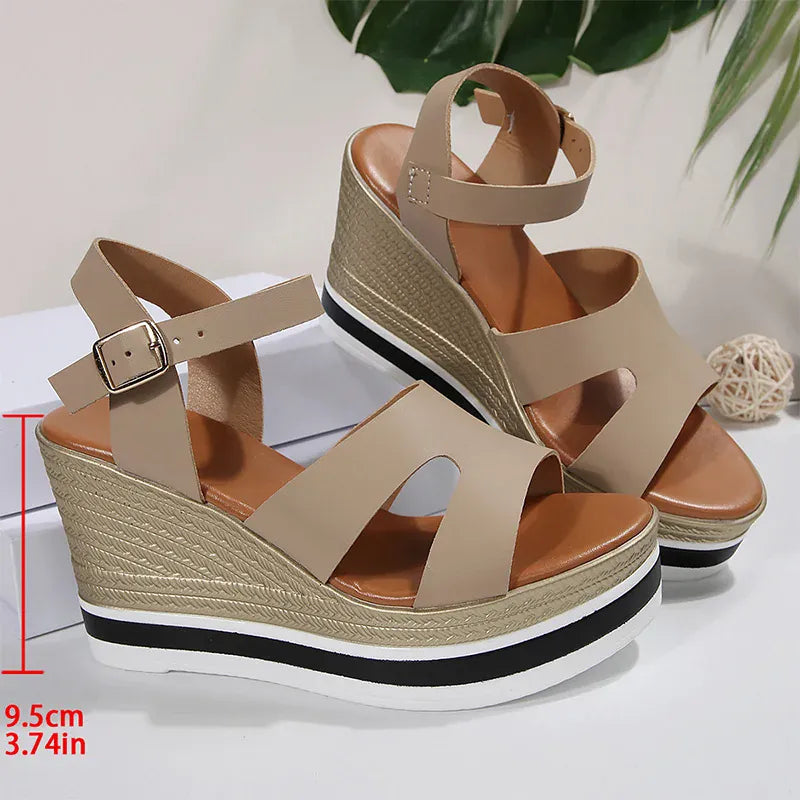 KissICON apricot / 43 Plus Size Thick Sole Chunky Platform Shoes Ankle