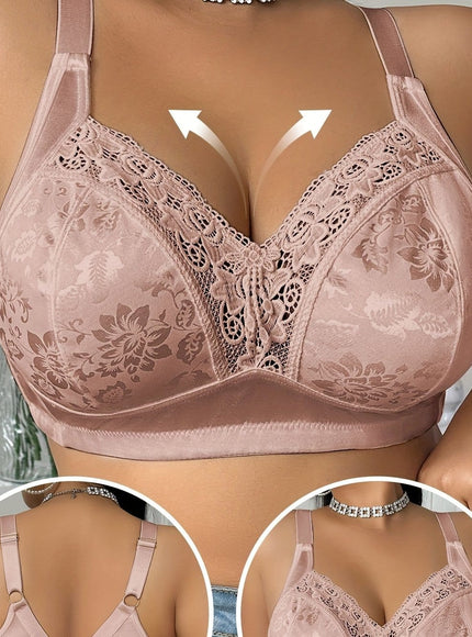 KissICON Apricot / 4XL Lace Patchwork Plus-size Women's Bra – Easy