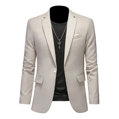 KissICON Apricot / Asia M(165cm-50kg) Mens Slim Fit Casual Fashion Wedding Tuxedo Blazer