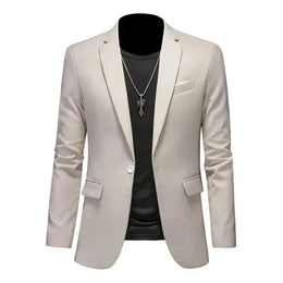 KissICON Apricot / Asia M(165cm-50kg) Mens Slim Fit Casual Fashion Wedding Tuxedo Blazer